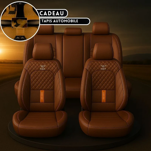 Fundas Completas para Asientos de Coche en cuero Italiano universal + REGALO: alfombrillas completas incluidas